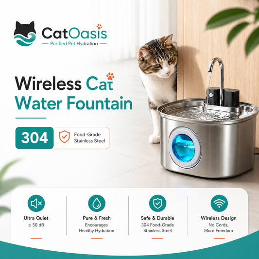 CatOasis® AquaFlow Stainless Steel Cat Water Fountain