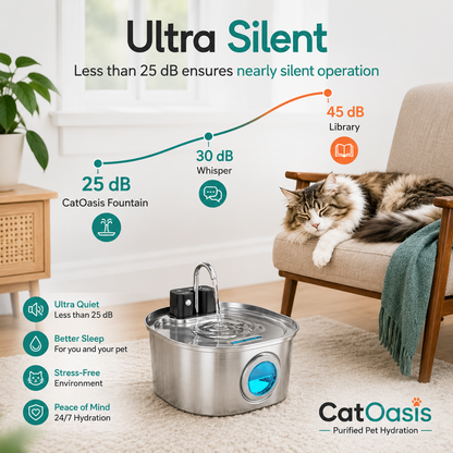CatOasis® AquaFlow Stainless Steel Cat Water Fountain